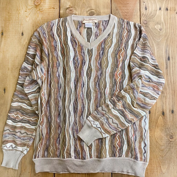 Norm Thompson Sweaters - Vintage Norm Thompson Sweater Gorgeous Pattern V Neck Made in Italy
